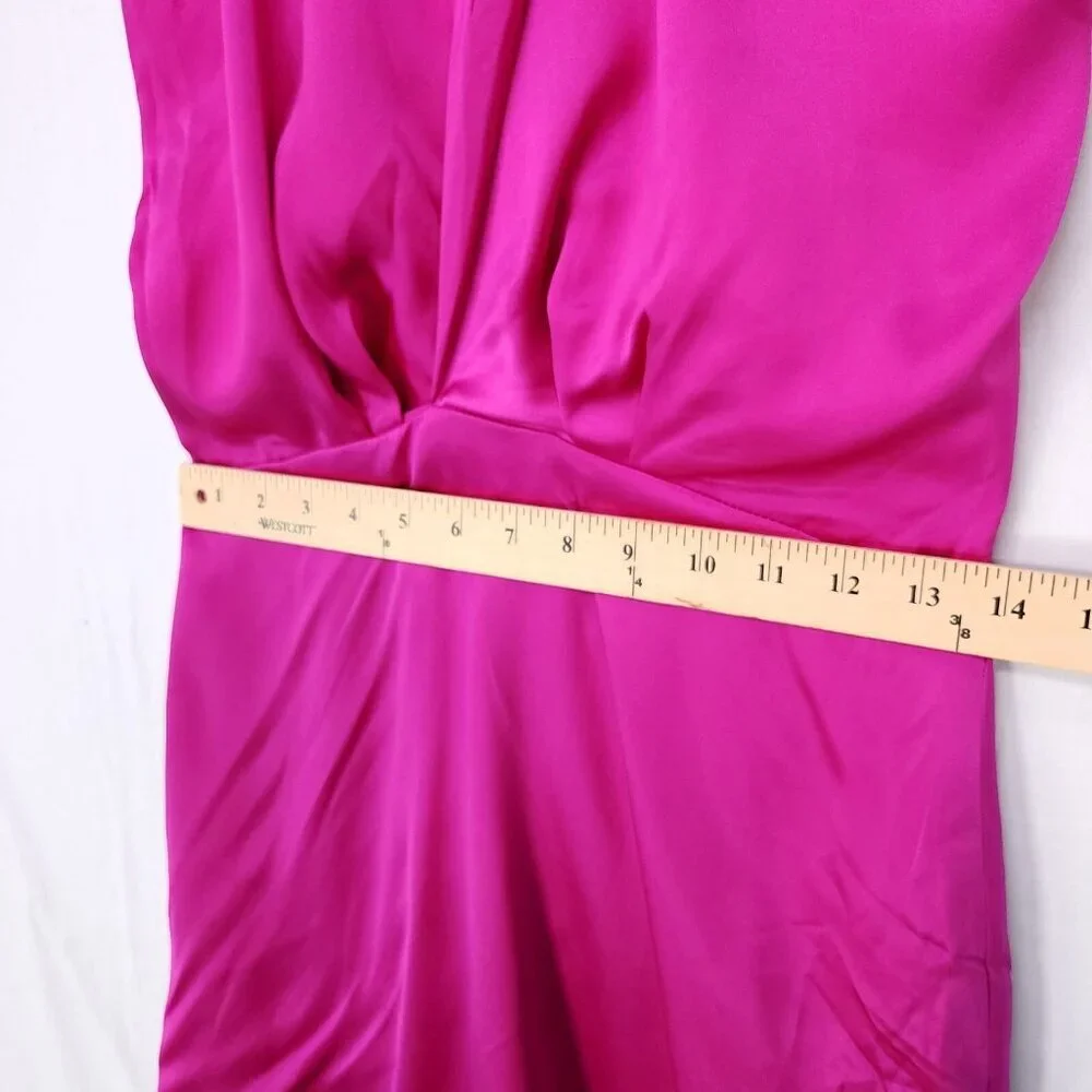 Revolve Amanda Uprichard Silk Mini Dress Size Medium Halter Hot Pink *altered - Picture 12 of 15